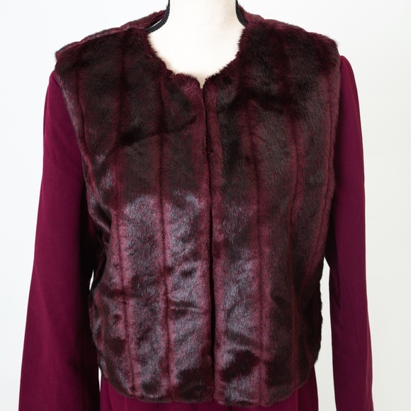 Faux fur collarless longer length jacket coat Iman XL - Picture 3 of 16